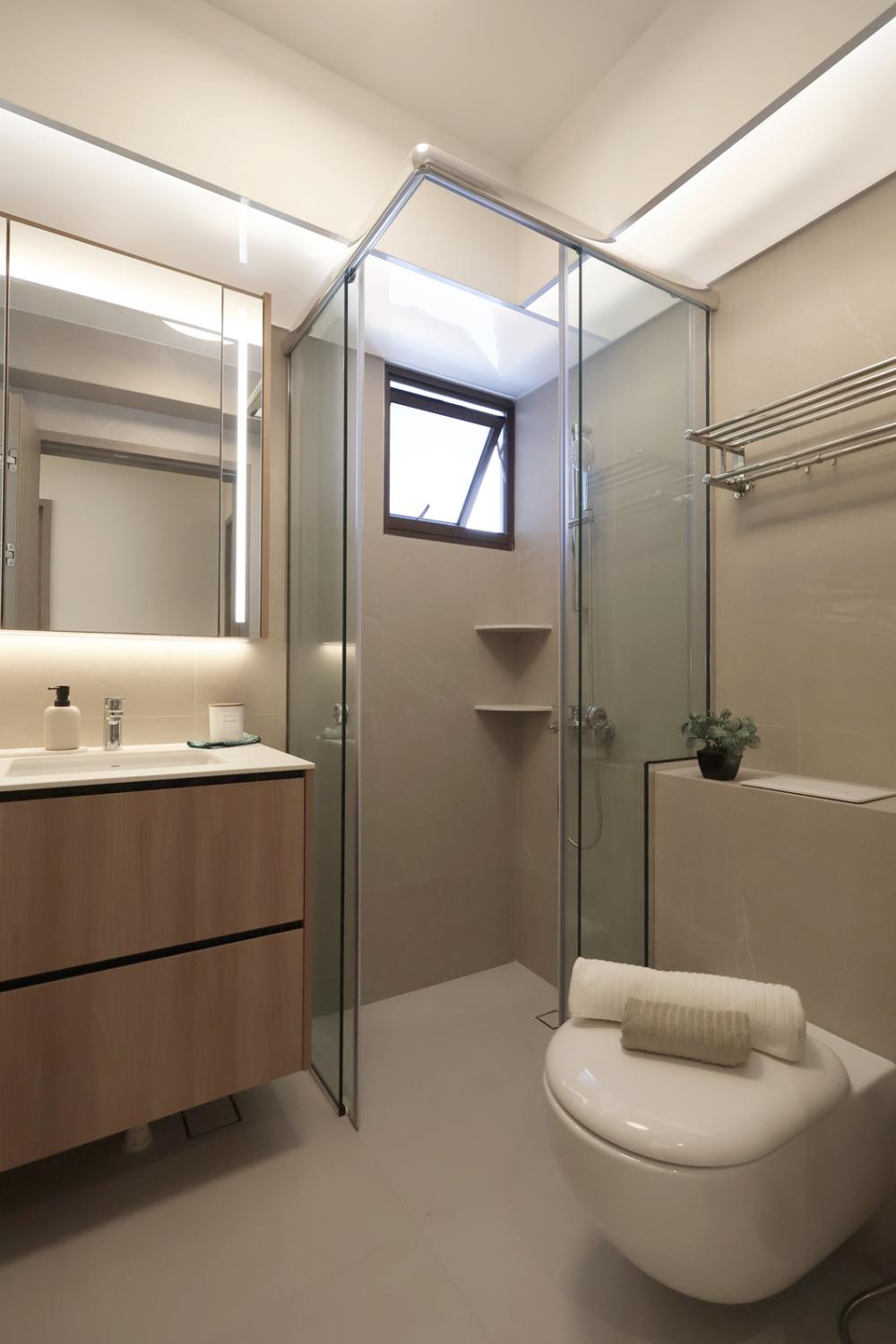 Contemporary Bathroom with Shower Screen and Bathroom Storage