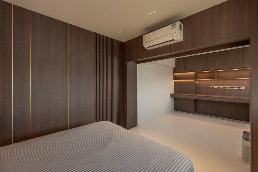 Minimalist Study with Storage Cabinets and Display Cabinets