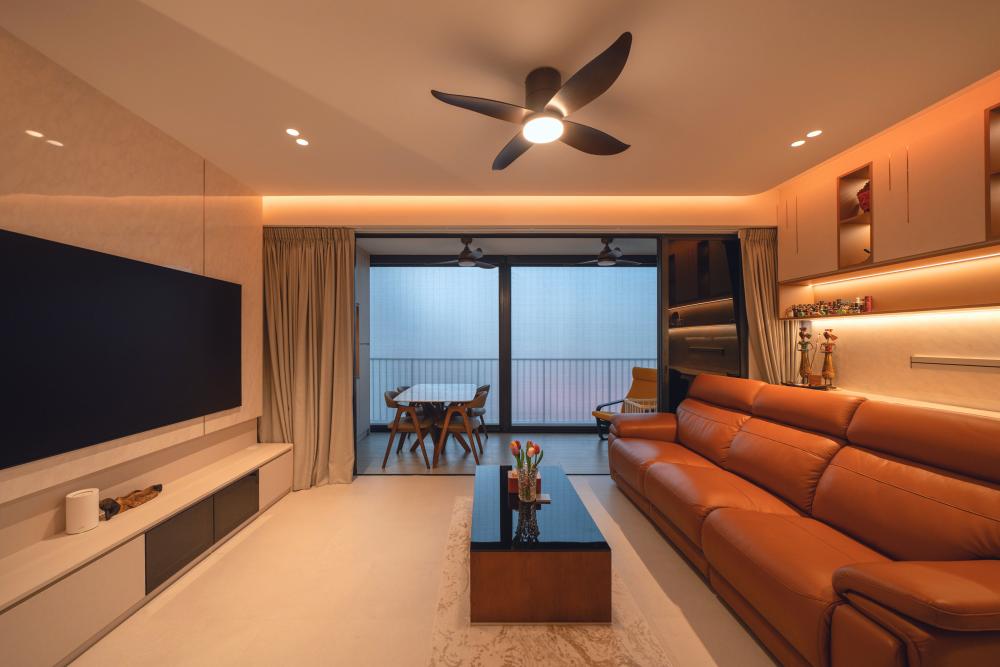 Contemporary Living Room with Feature Wall and TV