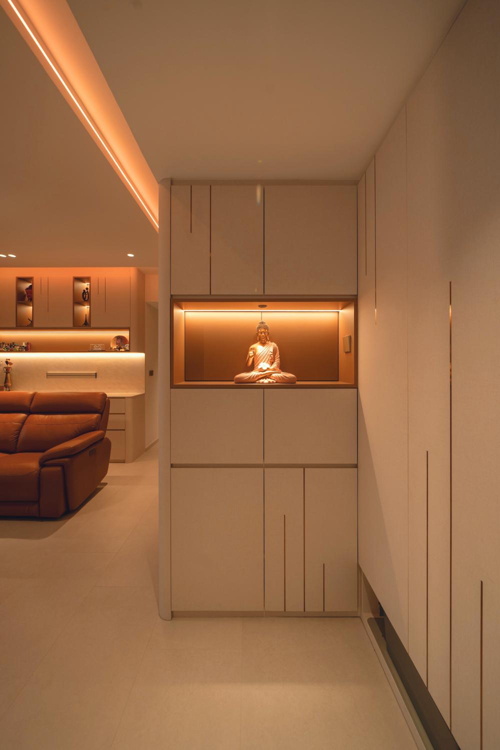 Contemporary Entryway with Mirror and Seating Bench
