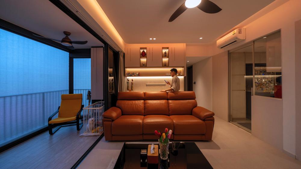 Contemporary Living Room with TV Console and Sofa