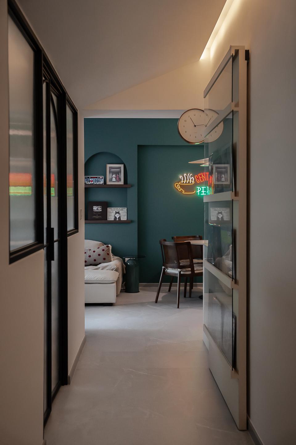 Vintage Hallway with Artwork and Paintings