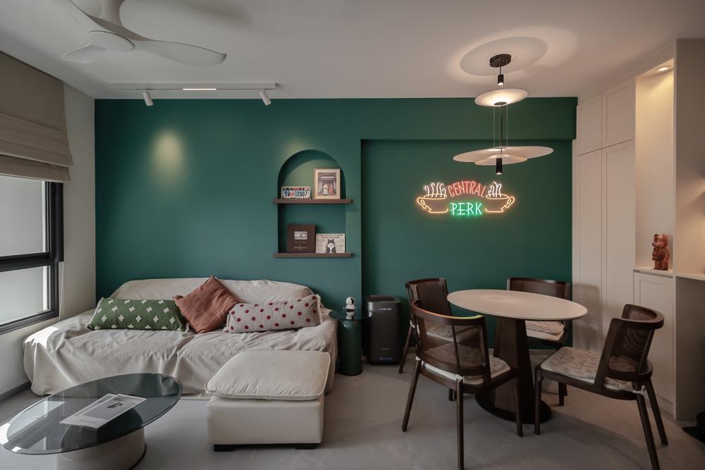 Vintage Living Room with Feature Wall and Painted Feature Wall