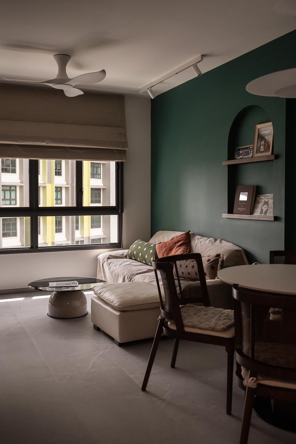 Vintage Living Room with Feature Wall and Sofa