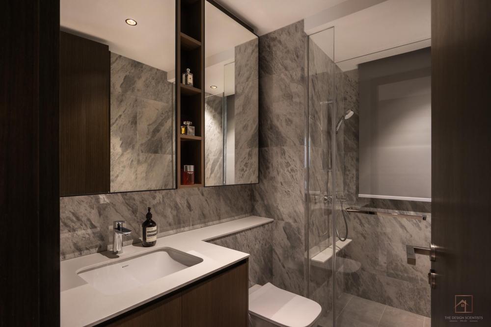 Contemporary Bathroom with Mirror and Shower Screen