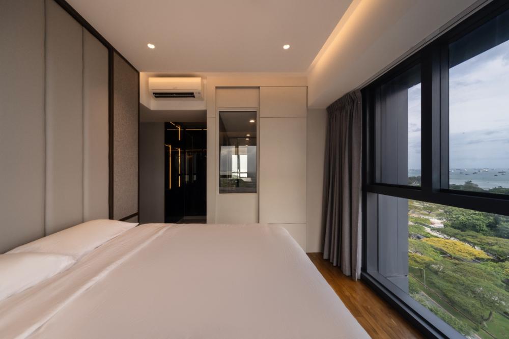 Modern Bedroom with Bedside Table and Lighting