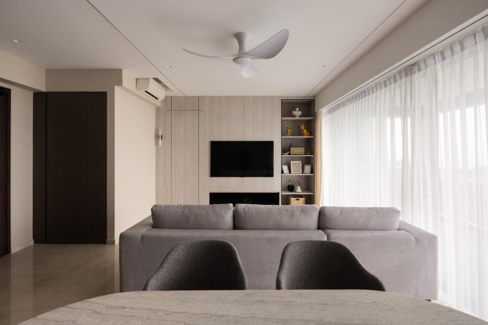 Modern Living Room with TV Console and Downlights