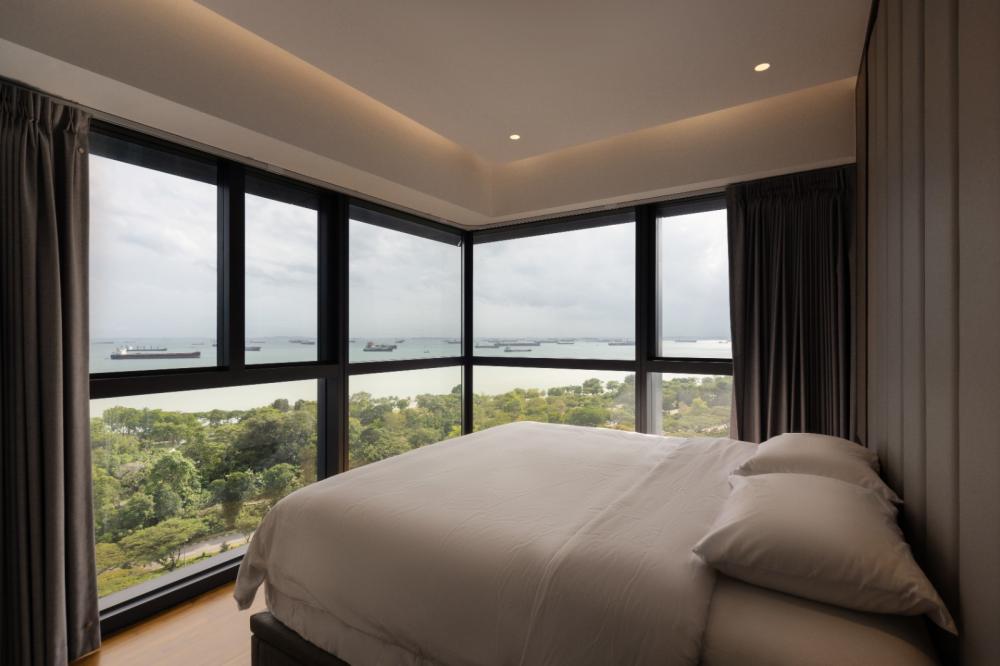 Modern Bedroom with Wardrobe and Bedside Table