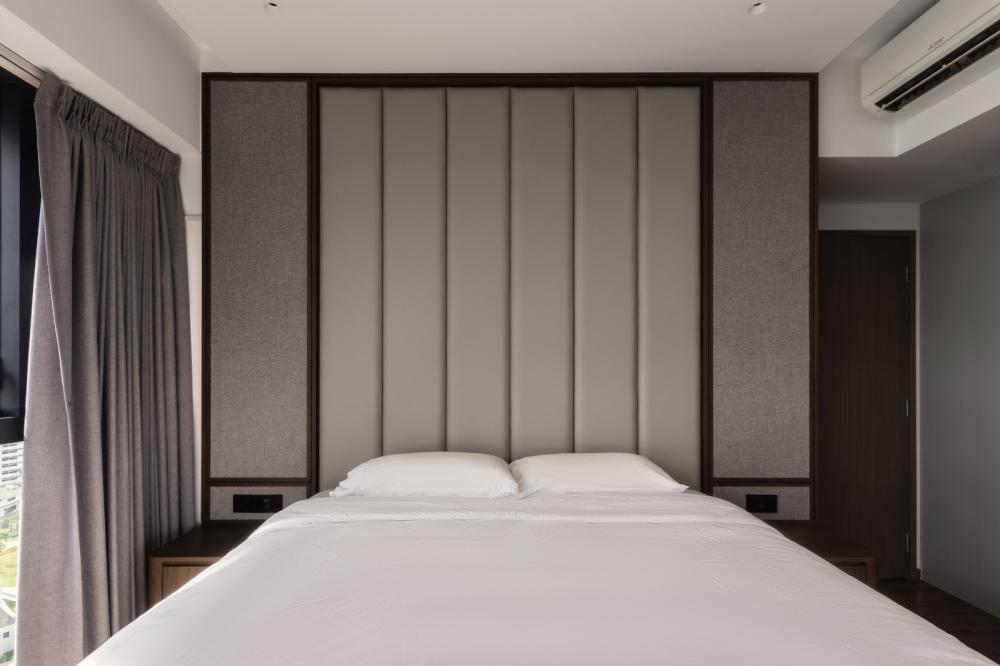 Modern Bedroom with Wardrobe and Bedside Table