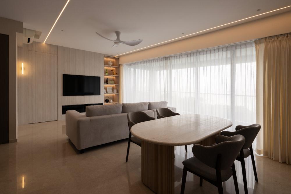 Modern Living Room with TV Console and Feature Wall