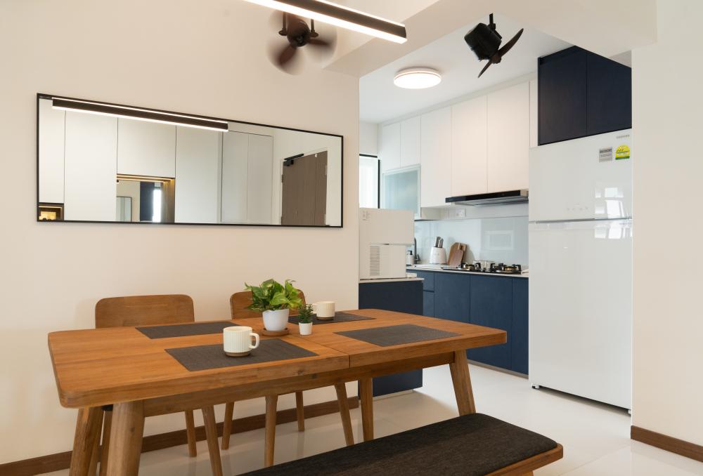 Contemporary Dining Room with Dining Table and Lighting