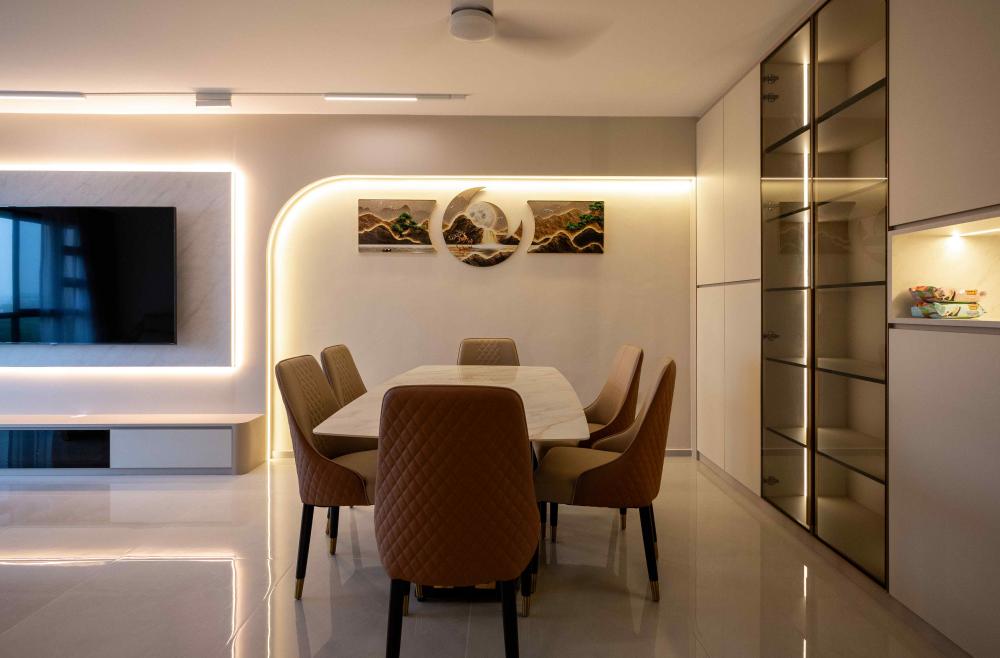 Modern Living Room with TV Console and Feature Wall