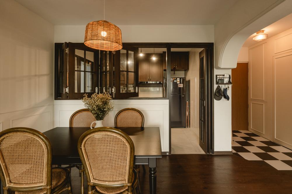 Vintage Dining Room with Drop Light and Dining Table