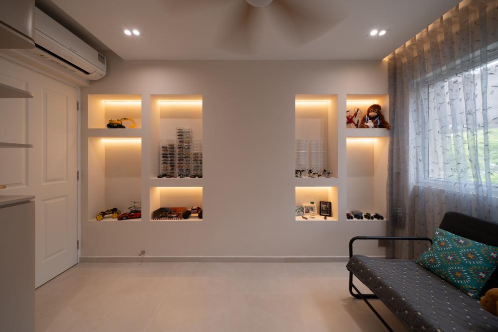 Modern Home Office with Ceiling Light and Ceiling Fan