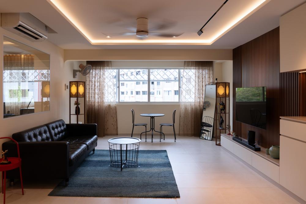 Modern Living Room with TV Console and Feature Wall