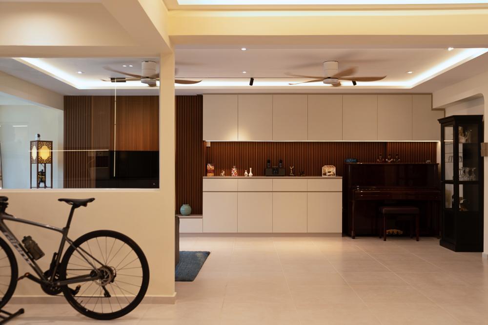 Modern Living Room with Feature Wall and Cove Lighting