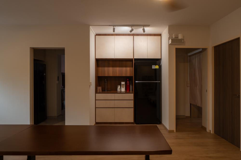 Modern Home Bar with Drinkware and Storage Cabinets