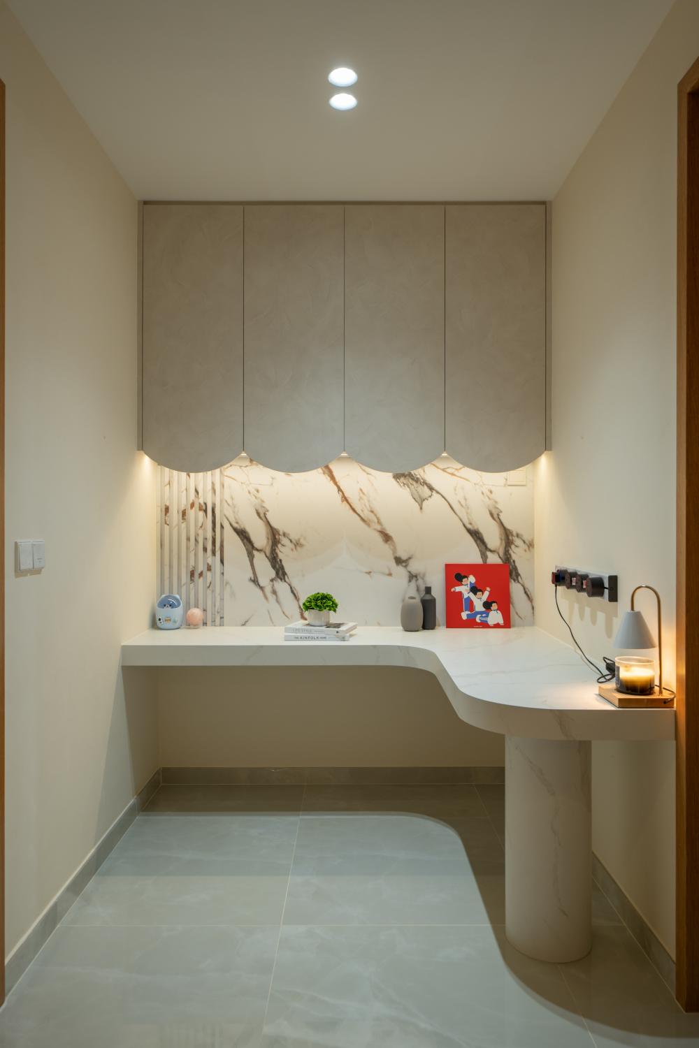 Modern Study with Feature Wall and Ceiling Light