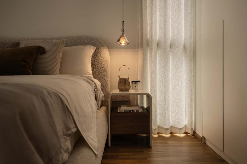 Contemporary Bedroom with Wardrobe and Curtain