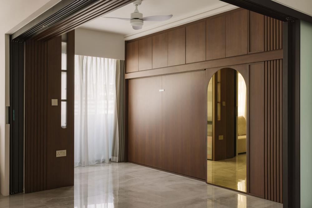 Modern Bedroom with Mirror and Cupboard