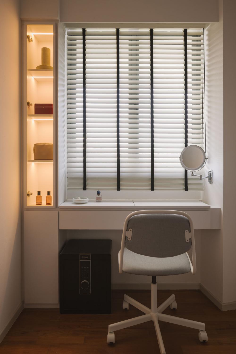 Modern Bedroom with Vanity Counter and Small Storage