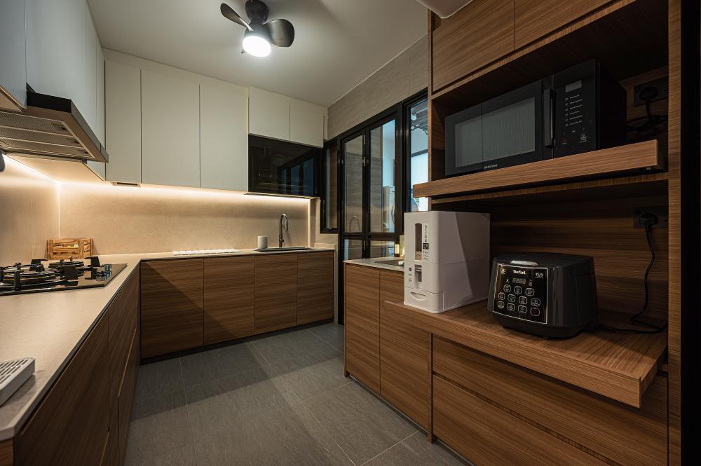 Minimalist Kitchen with Countertop and Cupboard