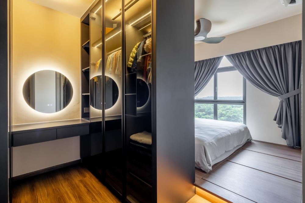 Modern Bedroom with Platform Bed and Wardrobe
