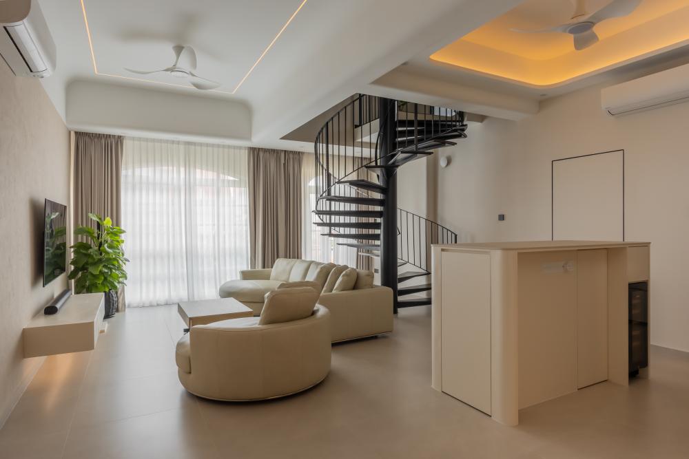 Minimalist Living Room with TV Console and Feature Wall