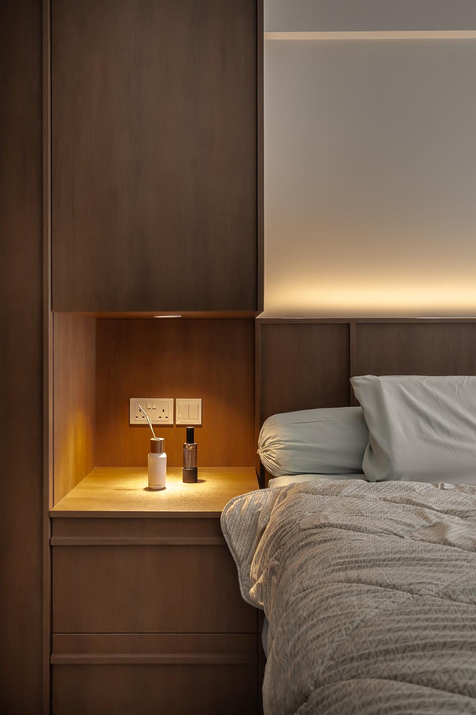 Vintage Bedroom with Feature Wall and Drop Light
