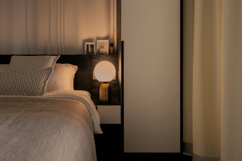 Modern Bedroom with Bedside Table and Bed