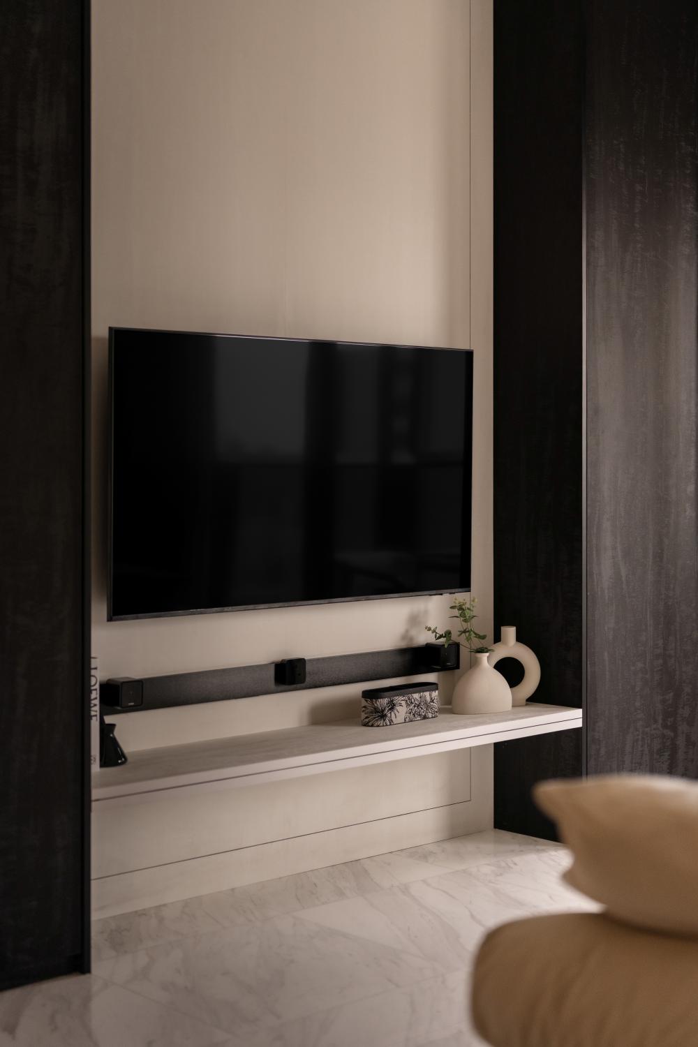Modern Living Room with TV Console and Feature Wall