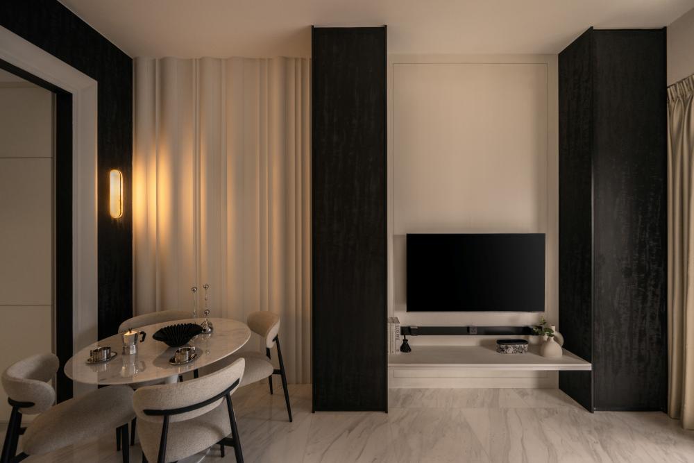 Modern Living Room with Sofa and Dining Table