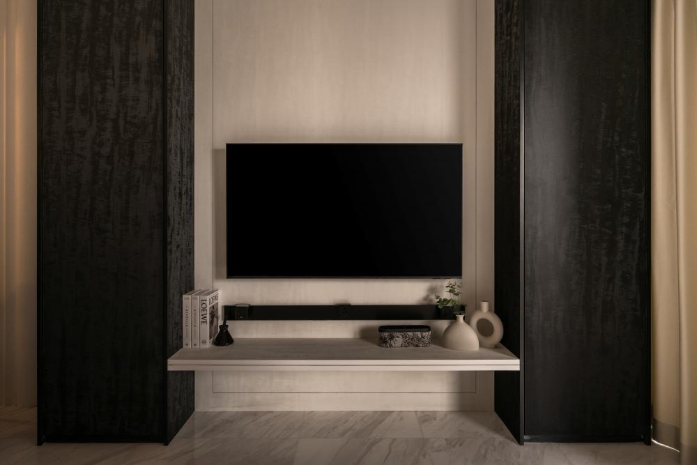 Modern Living Room with TV Console and Feature Wall