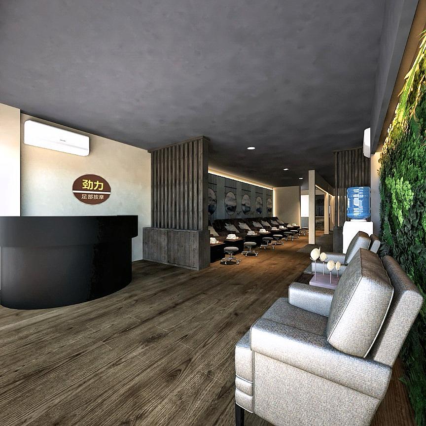 Modern Shopfront with Vinyl Flooring and Paintings