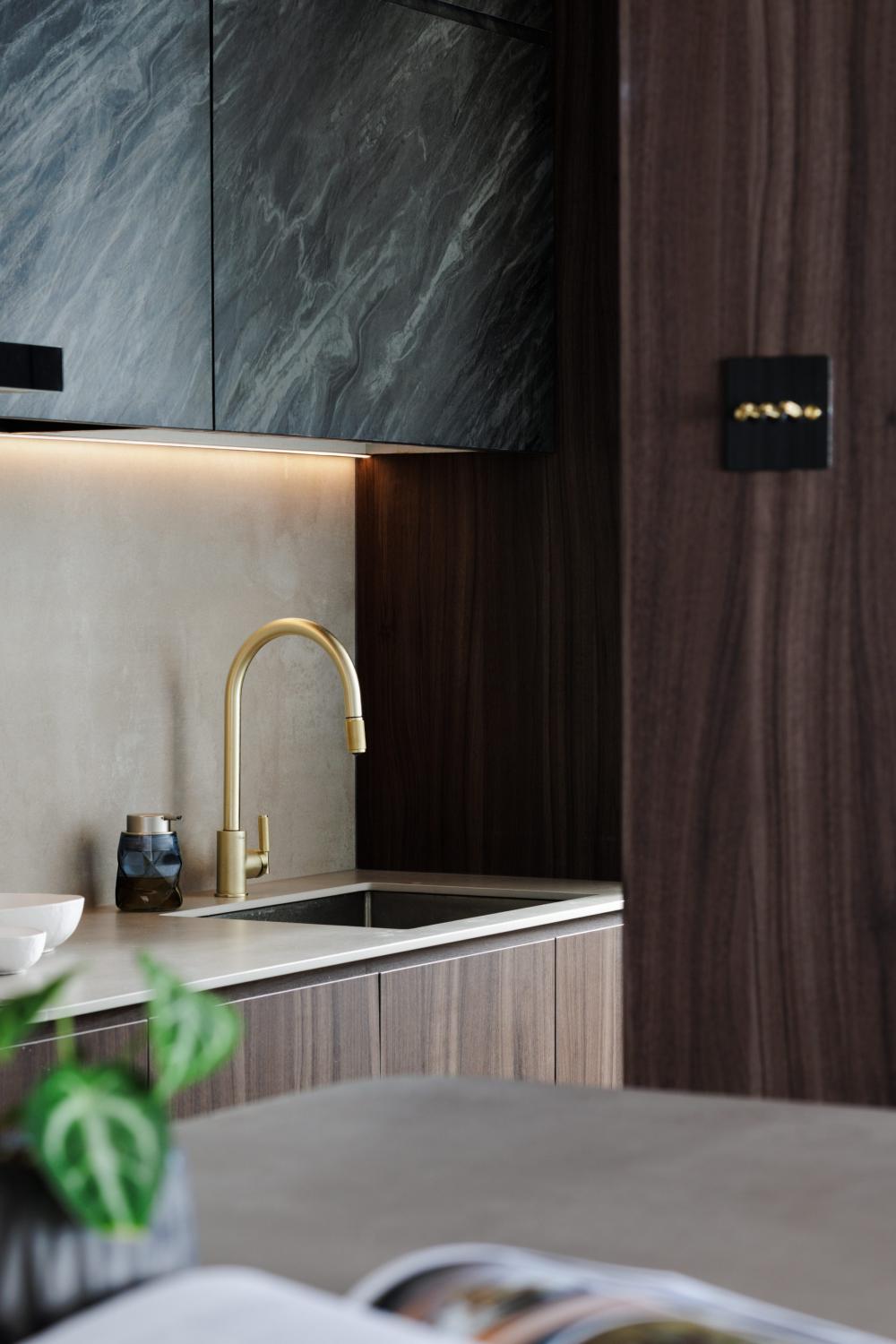 Contemporary Kitchen with Countertop and Cupboard