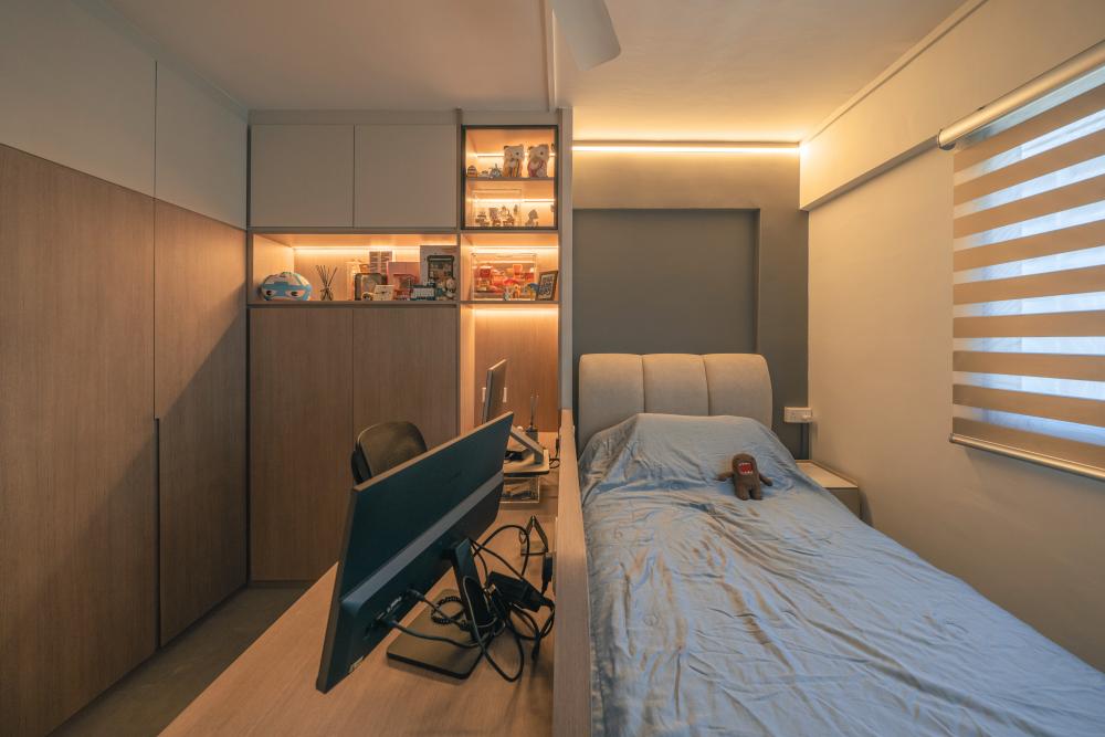 Modern Bedroom with Ceiling Light and Wardrobe