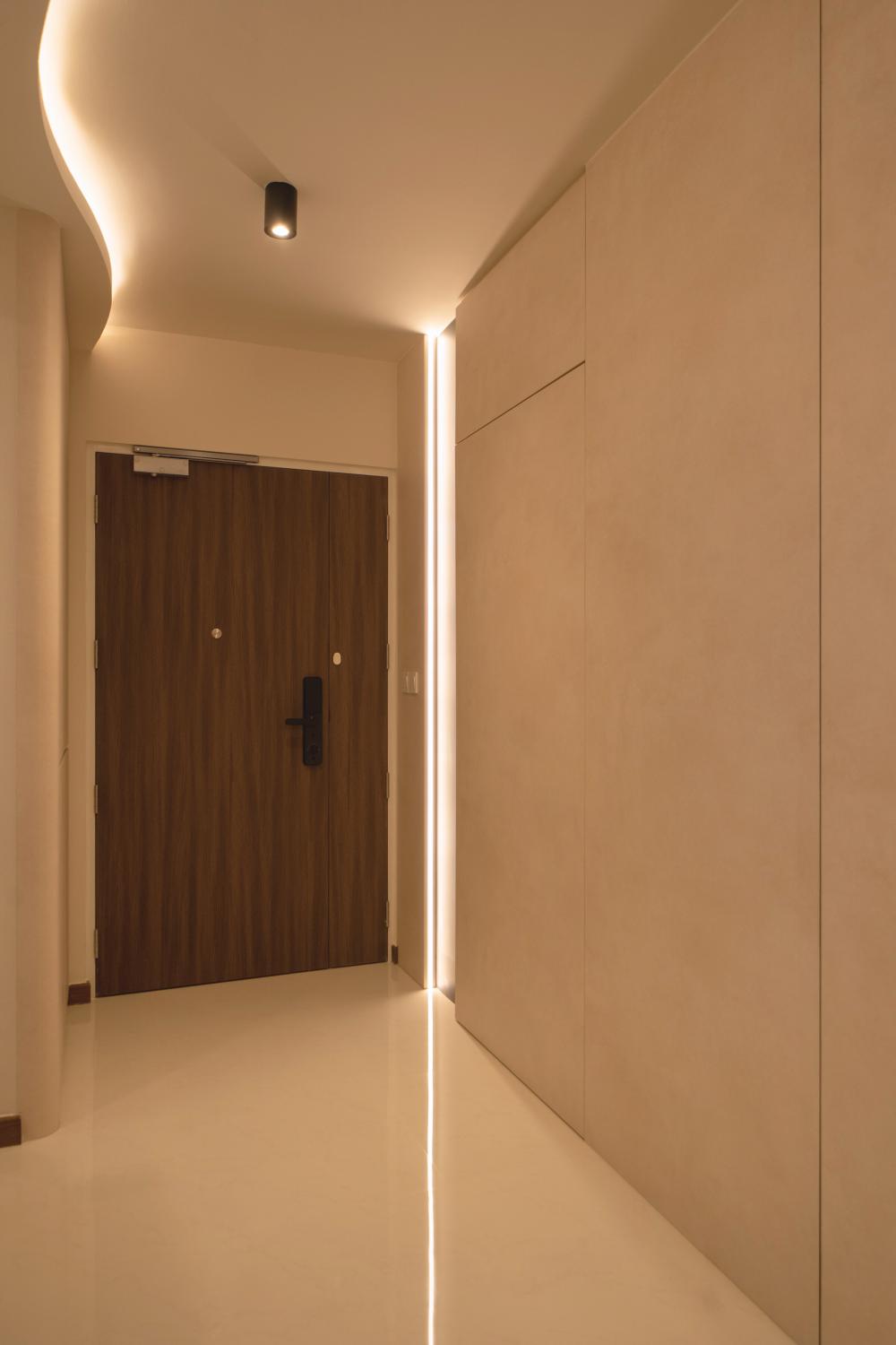 Minimalist Entryway with Seating Bench and Small Storage