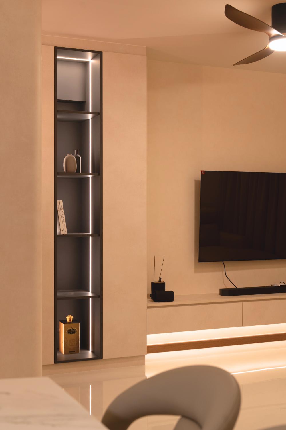 Minimalist Living Room with Ceiling Light and Sofa