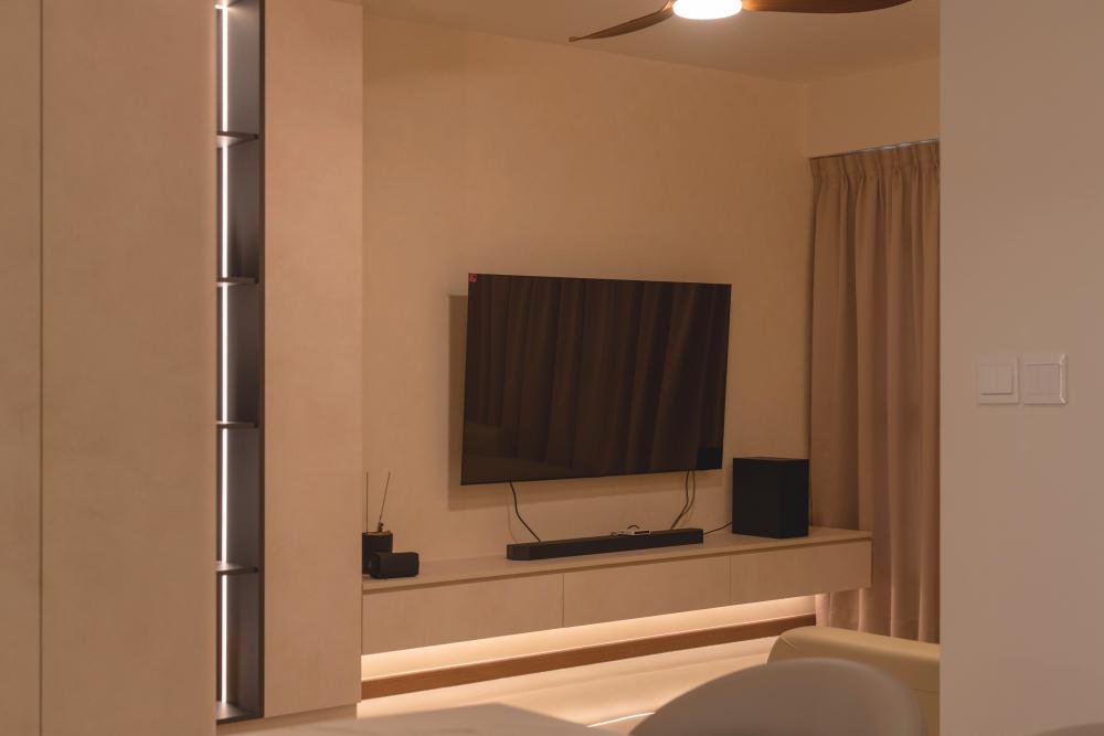 Minimalist Living Room with Downlights and Sofa