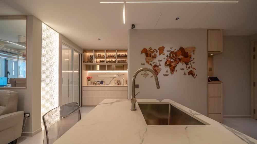 Contemporary Kitchen with Kitchen Window and Open Kitchen