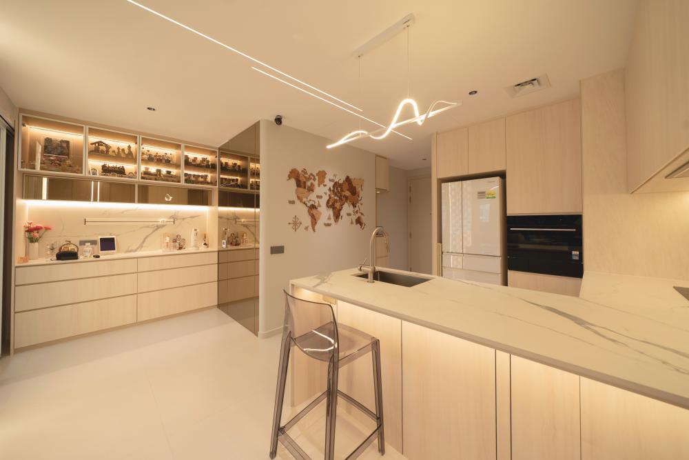 Contemporary Kitchen with Kitchen Window and Open Kitchen