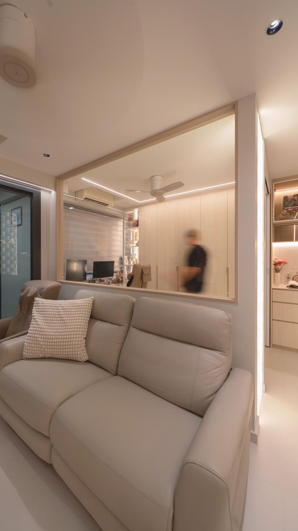 Contemporary Home Office with Bookshelf and Storage Cabinets