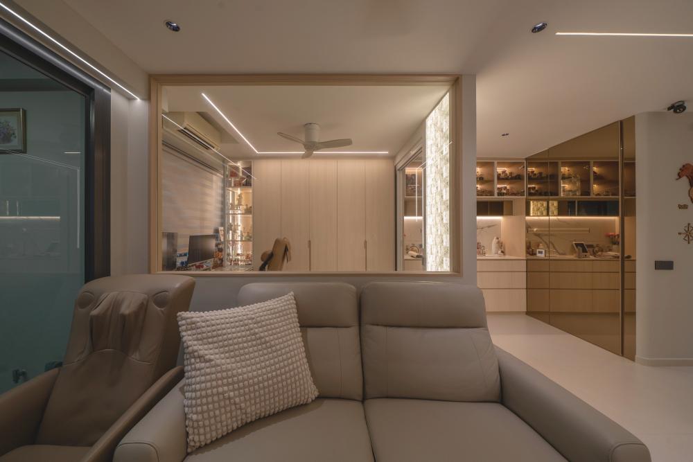 Contemporary Home Office with Desk Chairs and Small Storage