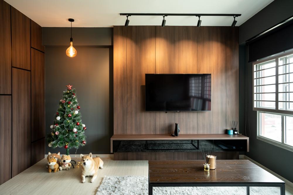 Modern Living Room with TV Console and Feature Wall