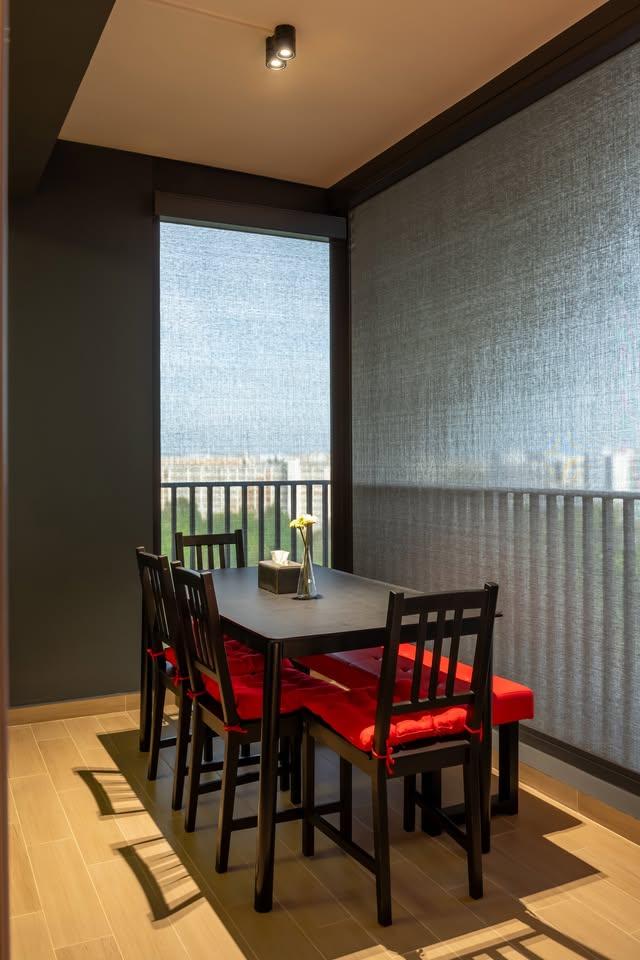 Modern Dining Room with Ceiling Light and Dining Table