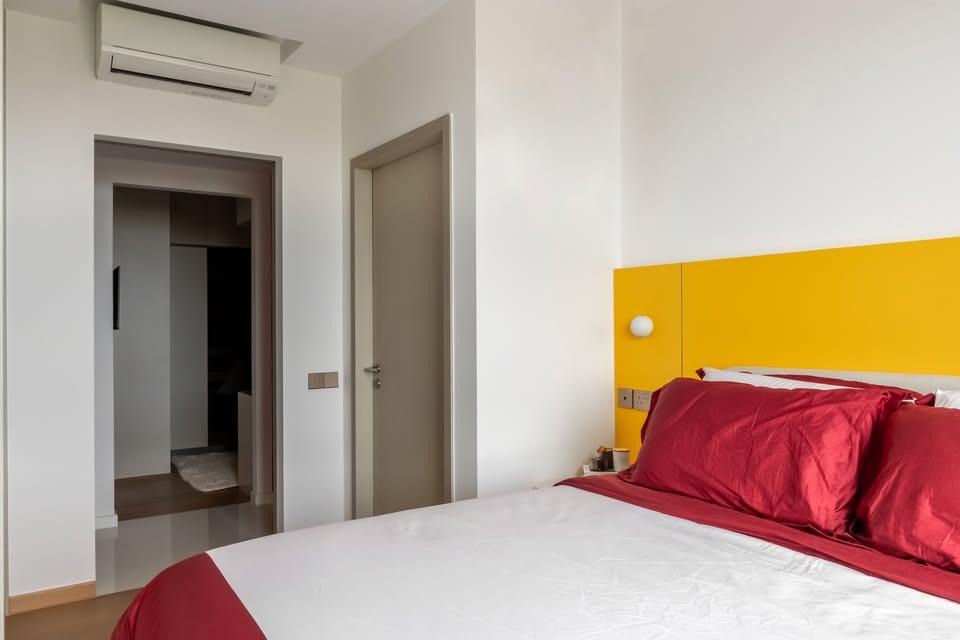 Modern Bedroom with Wood Flooring and Queen Bed