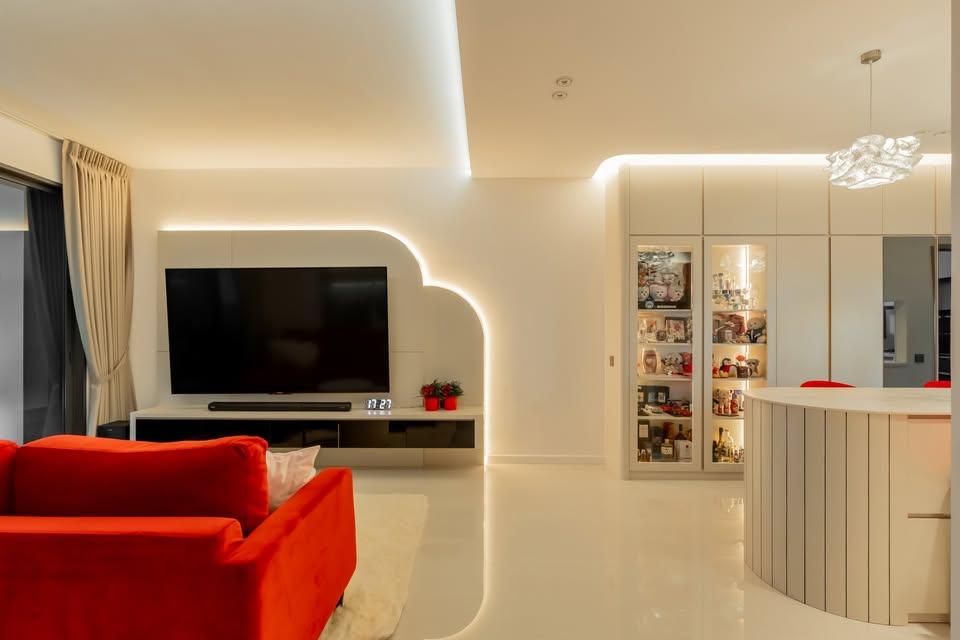 Modern Living Room with TV Console and Sofa