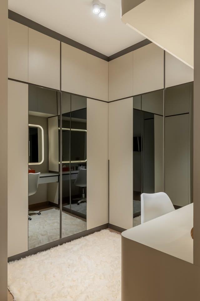 Modern Bedroom with Ceiling Light and Wardrobe