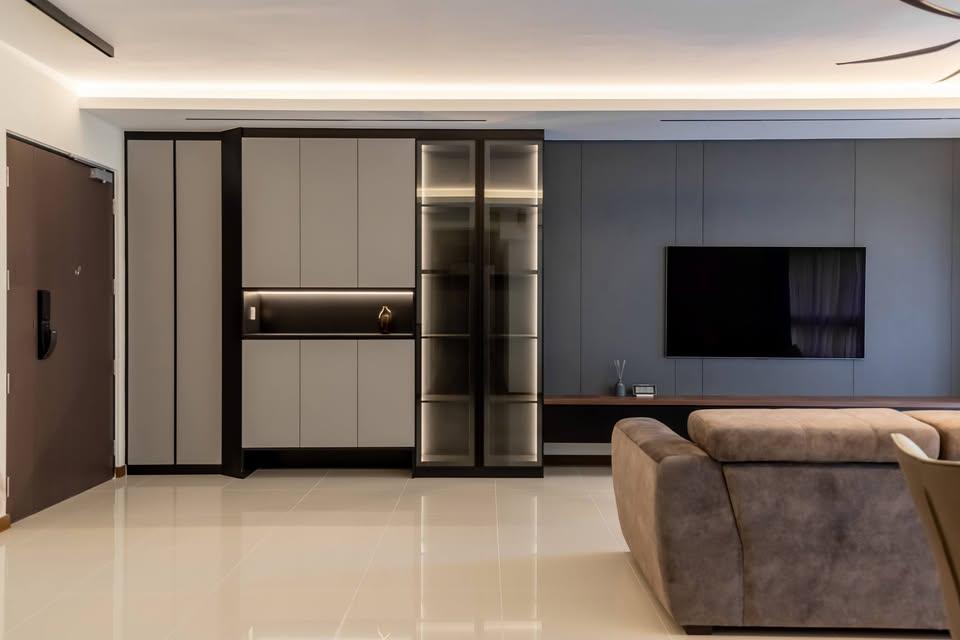Modern Living Room with Ceiling Light and TV