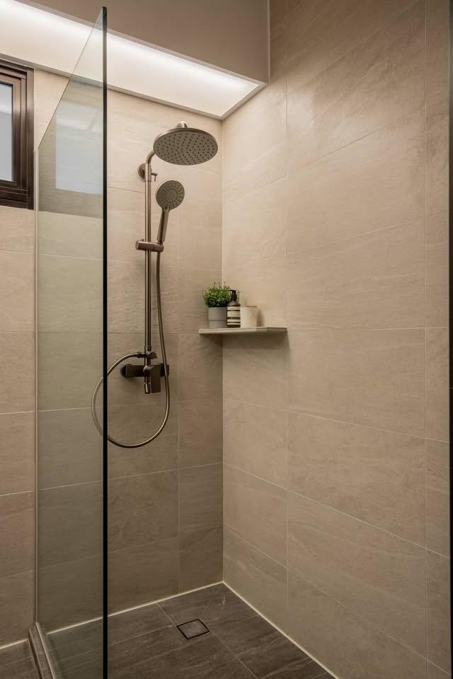 Modern Bathroom with Shower Screen and Rainshower